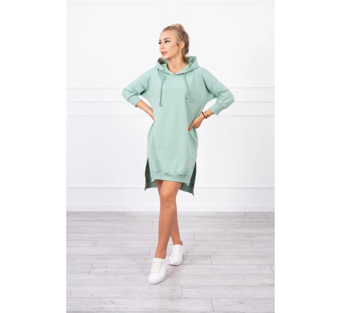 Šaty s kapucí a delšími zády tmavě mátové Šaty s kapucí a delšími zády tmavě mátové