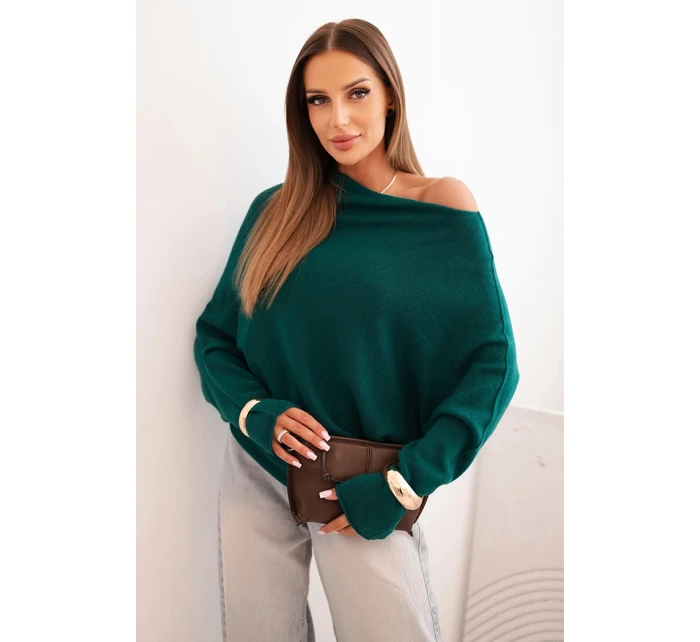 Dámský svetr viskózový asymetrický netopýří světle mořský