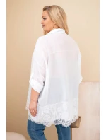 Dámská košile Plus Size bavlněná s krajkovým model 21886519 bílá - K-Fashion