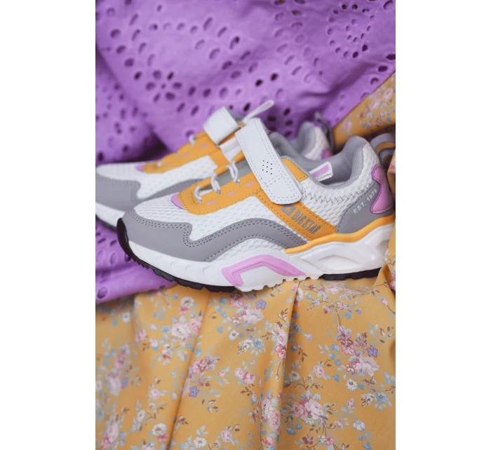 Dětská sportovní obuv se suchým zipem Big Star model 21609010 Bílá a žlutá - Big Star Shoes Dětská sportovní obuv se suchým zipem Big Star model 21609010 Bílá a žlutá - Big Star Shoes