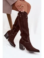 Dámské Kožené  S Dekorací Na Sloupku Čokoládové model 21715056 - Boto