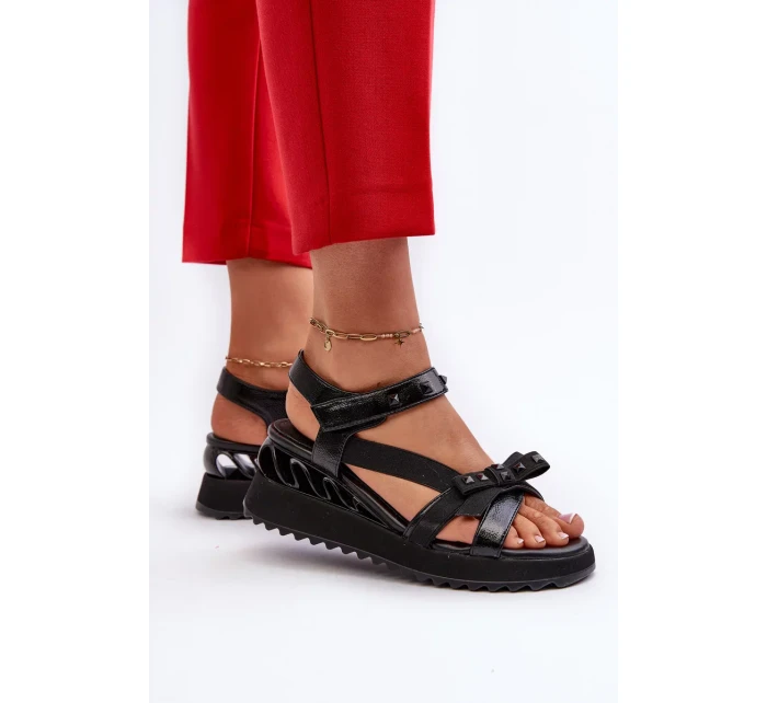 Dámské sandály s mašlí D&A černá Dámské sandály s mašlí D&A černá