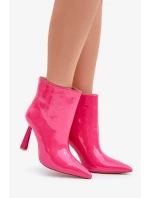 Lakované kotníkové boty na špičce nazouvací fuchsiové Seliri Lakované kotníkové boty na špičce nazouvací fuchsiové Seliri