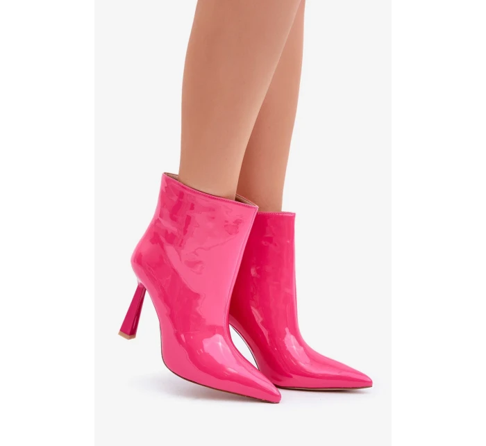 Lakované kotníkové boty na špičce nazouvací fuchsiové Seliri Lakované kotníkové boty na špičce nazouvací fuchsiové Seliri