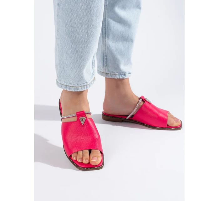 Módní  nazouváky dámské růžové bez podpatku