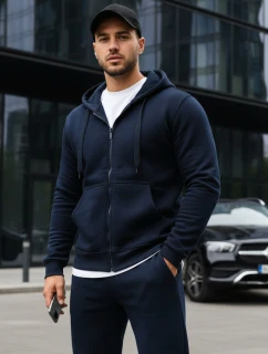 Pánská mikina na zip tmavě modrá BX2195