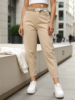 Dámské džíny mom fit s vysokým pasem béžové FashionStreet UY2936