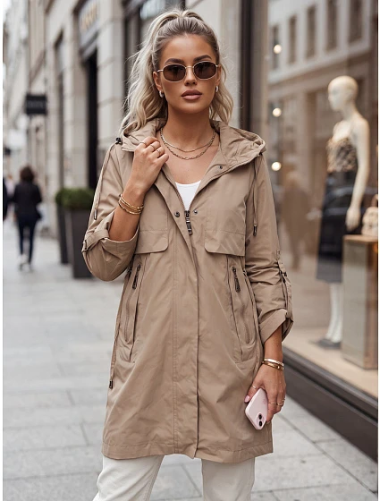 Dámská přechodová bunda typu parka, béžová, FashionStreet TY5808 Dámská přechodová bunda typu parka, béžová, FashionStreet TY5808