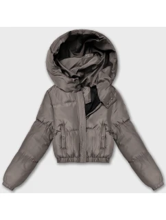 Šedobéžová krátká zimní bunda typu puffer J Style (5M3260-105)