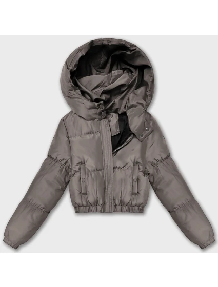 Šedobéžová krátká zimní bunda typu puffer J Style (5M3260-105)
