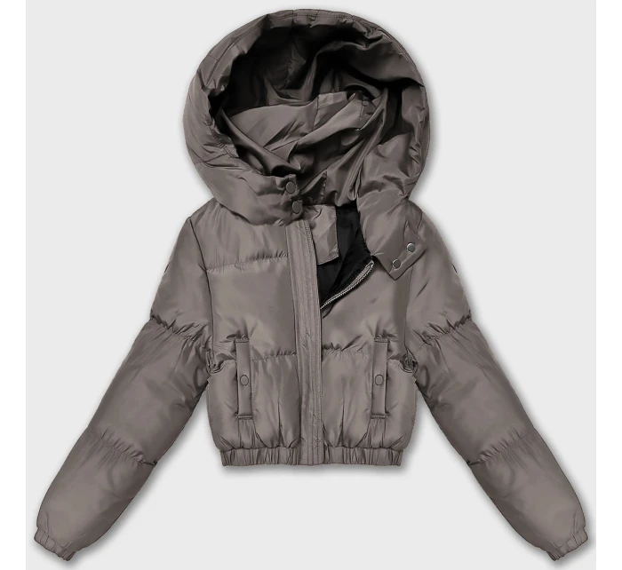 Šedobéžová krátká zimní bunda typu puffer J Style (5M3260-105)