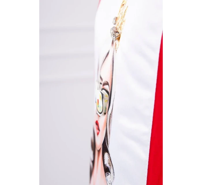 Halenka s grafikou dívky v 3D brýlích červená Halenka s grafikou dívky v 3D brýlích červená