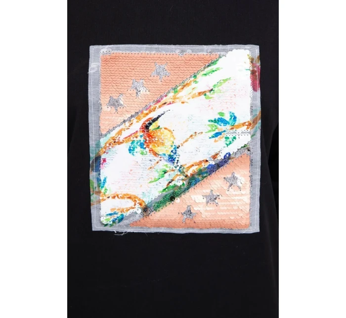 Halenka s 3D grafikou ptáka černá Halenka s 3D grafikou ptáka černá