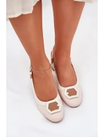 Kožené Elegantní Dámské Sandály Na Podpatku D&A CR51-569 Béžové Kožené Elegantní Dámské Sandály Na Podpatku D&A CR51-569 Béžové