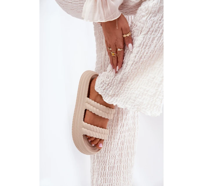 Pěnové Lehká Dámská Klapky Na Platformě S.Barski ZK51-001 Béžové