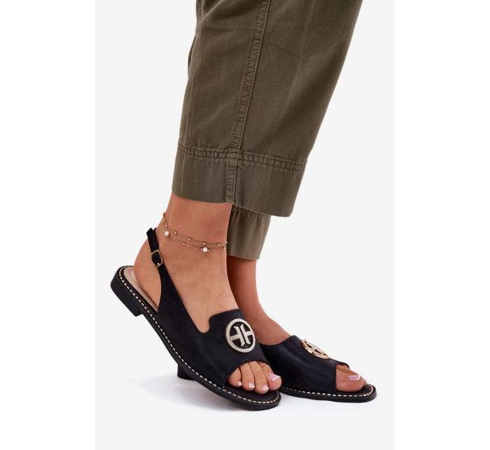 Dámské Sandály Na Plochém Podpatku S Ozdobou model 21698199 Černé - S.Barski