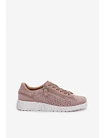 Semišové dámské polobotky se zipem Béžové Cemela