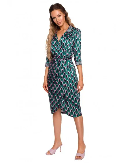 M668 Zavinovací šaty s potiskem - model 1 M668 Zavinovací šaty s potiskem - model 1