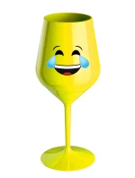 SMAJLÍK PLAČÍCÍ SMÍCHY - žlutá nerozbitná sklenice na víno 470 ml SMAJLÍK PLAČÍCÍ SMÍCHY - žlutá nerozbitná sklenice na víno 470 ml