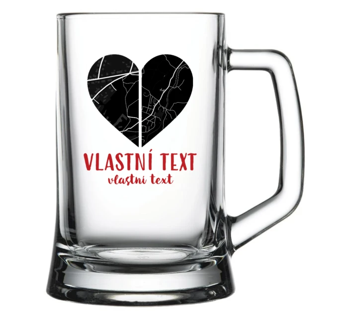 Personalizovaná pivní sklenice - dvě mapy jako srdce Personalizovaná pivní sklenice - dvě mapy jako srdce