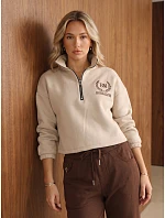Bluza damska ocieplana ze stójką i beżowa model 22554599 - FashionStreet Bluza damska ocieplana ze stójką i beżowa model 22554599 - FashionStreet