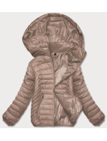 Prošívaná béžová dámská bunda s kapucí (B0124-46)