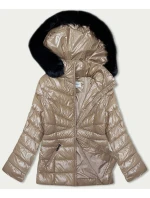 Béžová dámská prošívaná zimní bunda (V776G)