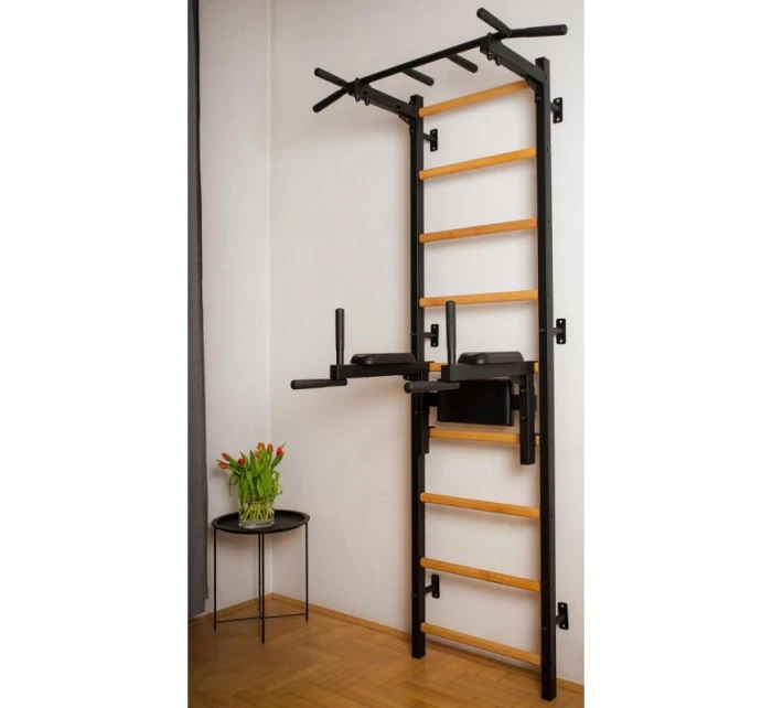 GYMNASTICKÝ ŽEBŘÍK S TYČÍ A MADLEM PRO CVIČENÍ NA LAVIČCE 722B