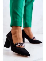 Semišové lodičky S řetízkem černý model 21581664 - S.Barski