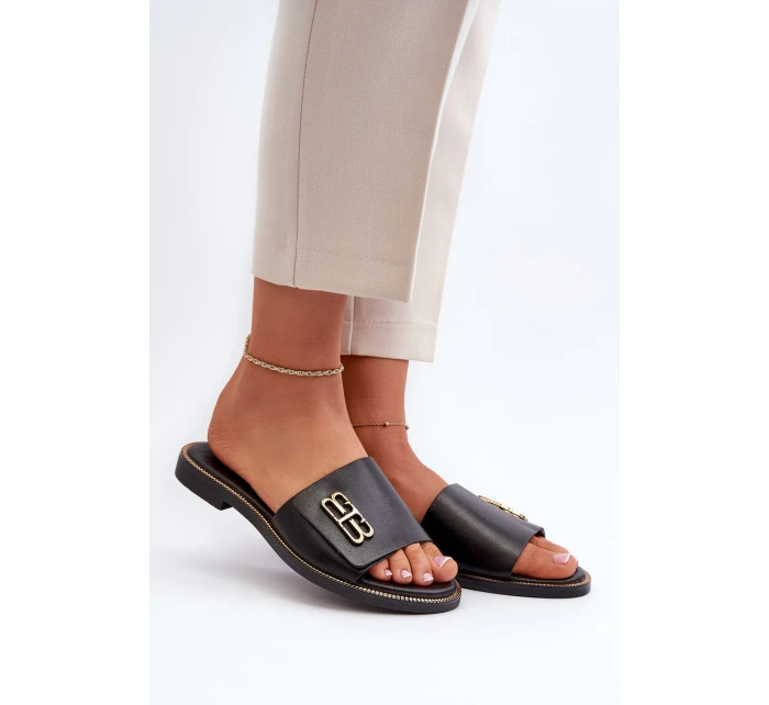 Zazoo 40384 Elegantní Dámské Kožené Černé Žabky Zazoo 40384 Elegantní Dámské Kožené Černé Žabky