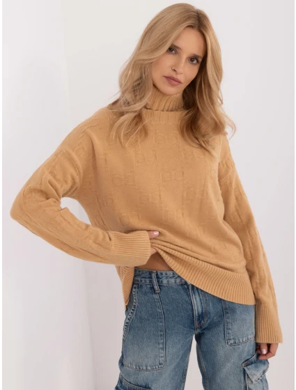 Sweter AT SW  jasny brązowy model 20742504 - FPrice
