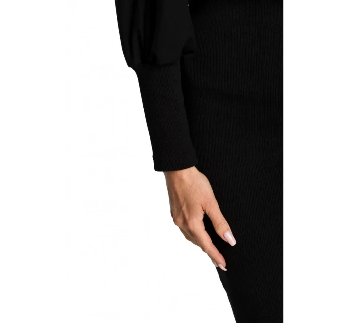 M690 Kombinované pletené šaty - černé M690 Kombinované pletené šaty - černé