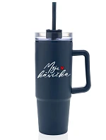 MOJE KÁVIČKA - modrý cestovní termohrnek s průhledným víčkem 900 ml