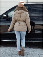 Dámská zimní bunda FURSOFT prošívaná s kapucí béžová FashionStreet TY4668