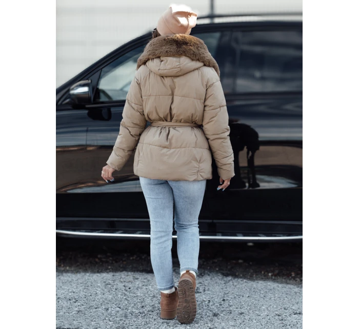 Dámská zimní bunda FURSOFT prošívaná s kapucí béžová FashionStreet TY4668