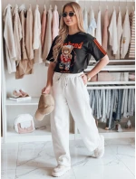 Dámské tepláky se širokými nohavicemi DRESMOOD PREMIUM ecru FashionStreet UY2687 Dámské tepláky se širokými nohavicemi DRESMOOD PREMIUM ecru FashionStreet UY2687