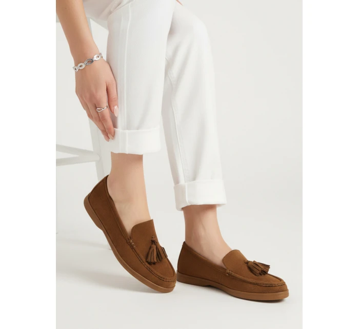 Dámské semišové hnědé mokasíny FashionStreet ZY1343