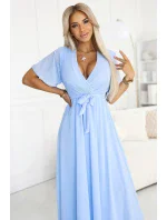 Dlouhé šaty se výstřihem a vázáním model 21107102 - numoco basic