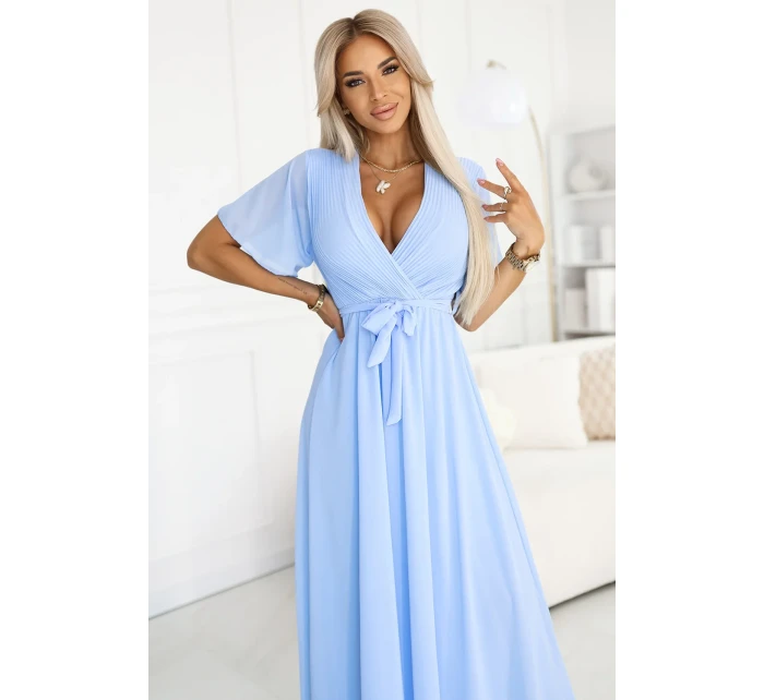 Dlouhé šaty se výstřihem a vázáním model 21107102 - numoco basic