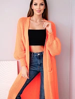 Dlouhý svetr kardigan neonově oranžový