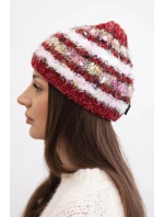 Dámská zimní vlněná čepice s ozdobnými krystalky K399 černá