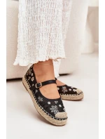 Síťované espadrilky s výšivkou na platformě černé model 21700046 - Boto Síťované espadrilky s výšivkou na platformě černé model 21700046 - Boto