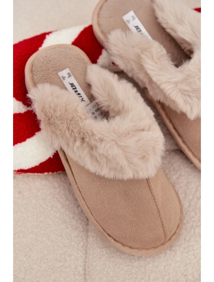 Dámské pantofle s kožíškem – béžové Carisse Dámské pantofle s kožíškem – béžové Carisse