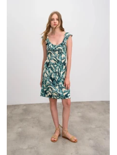 Dámské šaty 16454 Světle béžová / zelená - Vamp