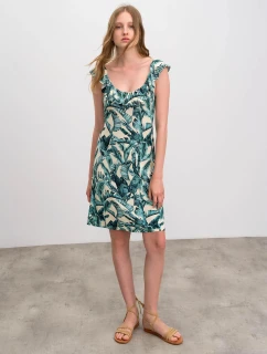 Dámské šaty 16454 Světle béžová / zelená - Vamp