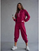 Dámský teplákový komplet ve vínové bordó barvě mikina se stojáčkem a kalhoty model 21802225 - Moon Dámský teplákový komplet ve vínové bordó barvě mikina se stojáčkem a kalhoty model 21802225 - Moon