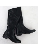 Dámské černé kožené boty Jezzi ASA198-19