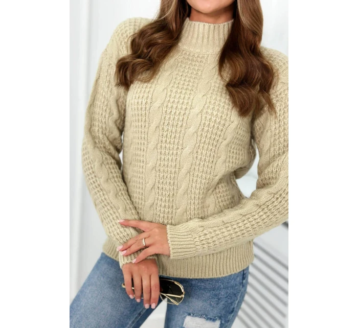 Svetr model 18966168 přes hlavu světle béžová - K-Fashion