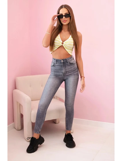 Dámský bavlněný top s výstřihem a zlatým model 21227158 zelená - K-Fashion