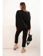 Dámský komplet z viskózy s prošívanou mikinou a kalhotami černý Dámský komplet z viskózy s prošívanou mikinou a kalhotami černý